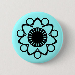 Bursting with Life Flower Button, Black 6 Cm Round Badge