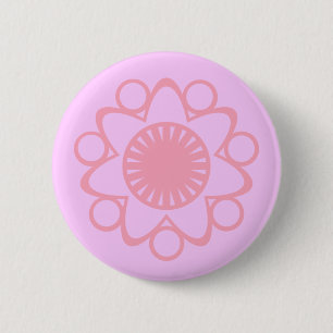 Bursting with Life Flower Button, Pink 6 Cm Round Badge