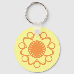 Bursting with Life Flower Keychain, Orange Key Ring