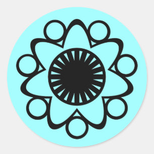 Bursting with Life Flower Stickers, Black Classic Round Sticker