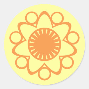 Bursting with Life Flower Stickers, Orange Classic Round Sticker
