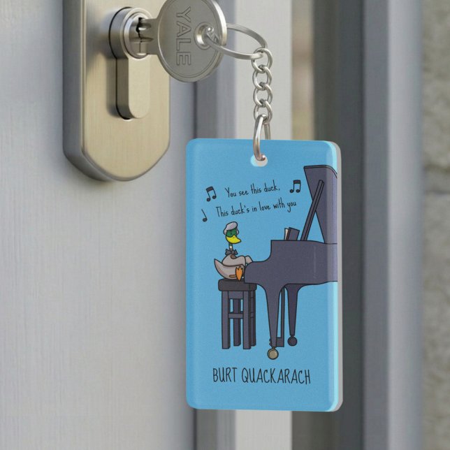 Burt Quackarach Duck Funny Piano Player Artwork Key Ring (Creator Uploaded)