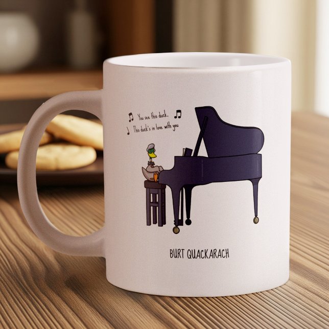 Burt Quackarach Duck Funny Piano Player Artwork Large Coffee Mug (Creator Uploaded)