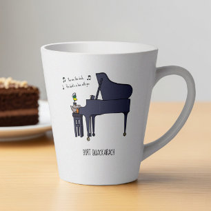 Burt Quackarach Duck Funny Piano Player Artwork Latte Mug