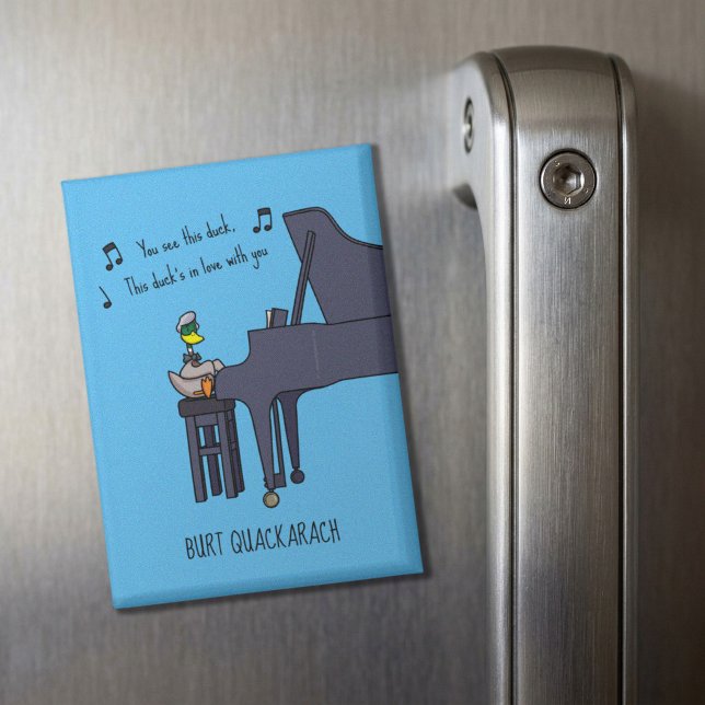 Burt Quackarach Duck Funny Piano Player Artwork Magnet (Creator Uploaded)