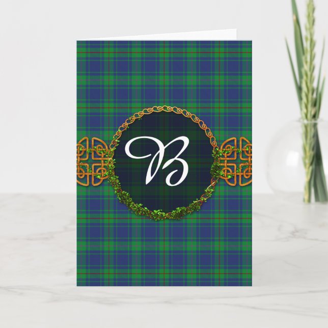 Burt Tartan And Monogram Note Card (Front)