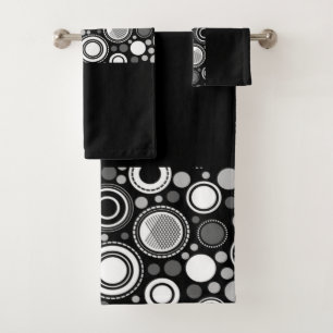 Burton Family Collection Black Grey White  Bath Towel Set