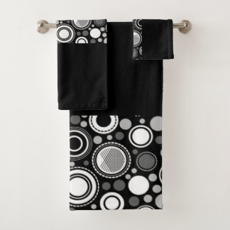 Burton Family Collection Black Grey White Bath Towel Set