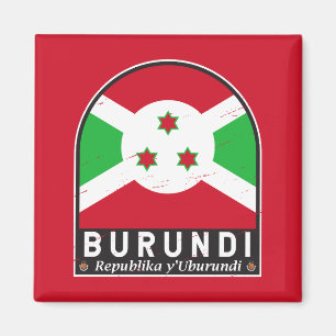 Burundi Flag Emblem Distressed Vintage Magnet