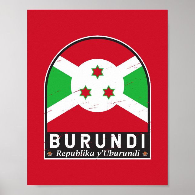 Burundi Flag Emblem Distressed Vintage Poster (Front)