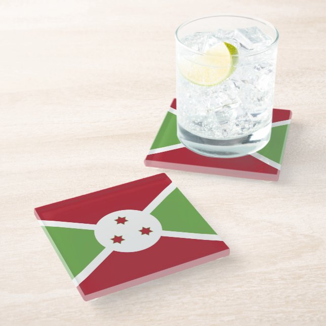 Burundi flag glass coaster (Angled)