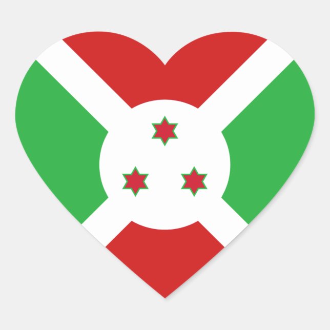 Burundi Flag Heart Sticker (Front)