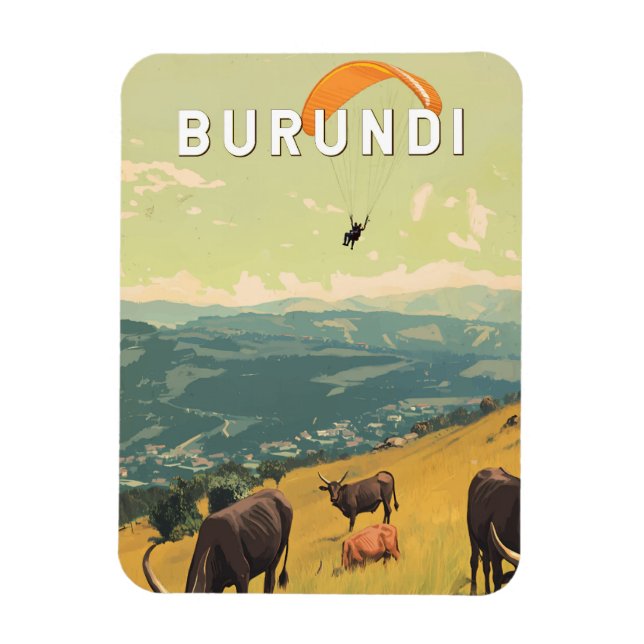 Burundi Illustration Travel Art Vintage Magnet (Vertical)