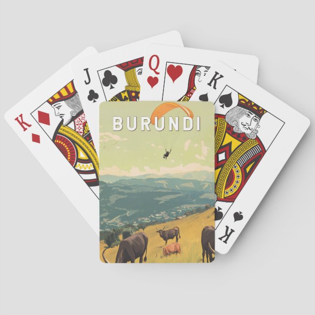 Burundi Illustration Travel Art Vintage Playing Cards (Back)