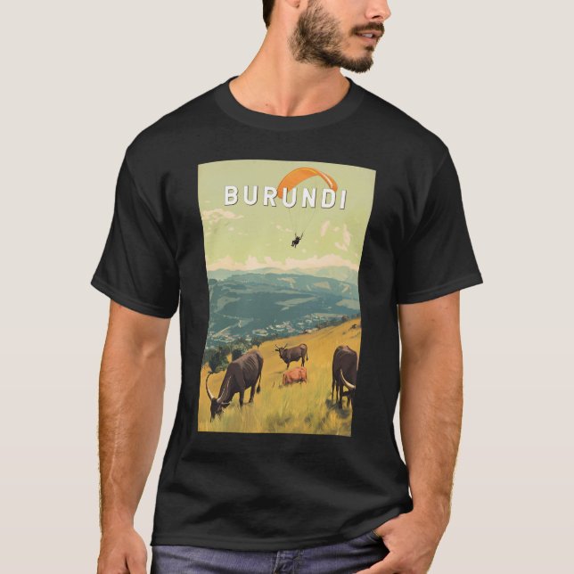 Burundi Illustration Travel Art Vintage T-Shirt (Front)