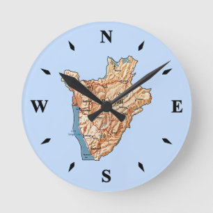 Burundi Map Clock