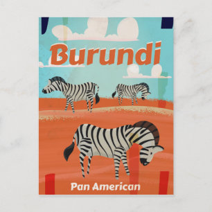 Burundi vintage travel poster postcard