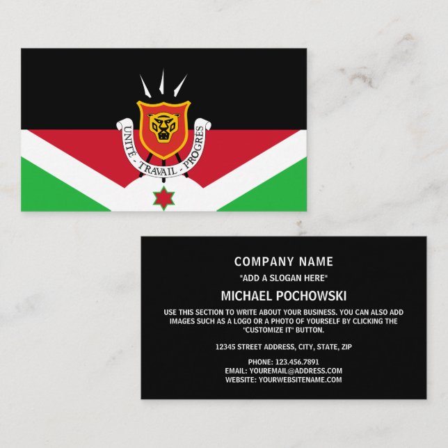 Burundian Flag & Coat of Arms, Flag of Burundi Business Card (Front/Back)