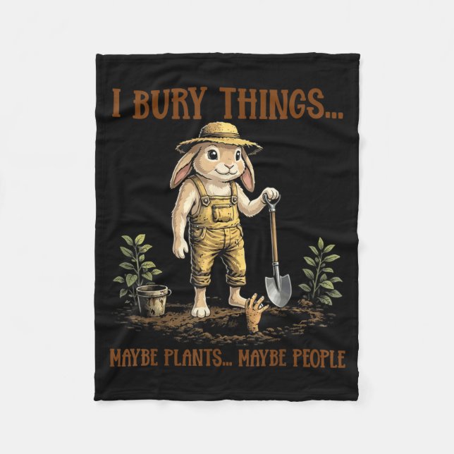 Bury Things Maybe Plants Maybe People Cute Rabbit Fleece Blanket (Front)