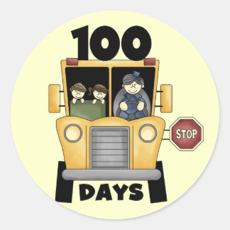 Bus 100 Days of School t-shirts and Gifts Classic Round Sticker