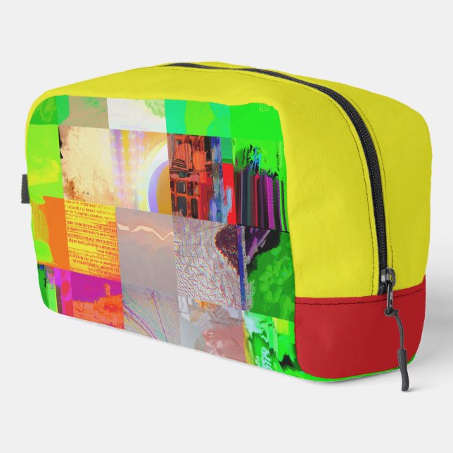 Bus 1521 Abstract Glitch Art Cyberpunk Grid  Dopp Kit (Right Corner)