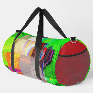 Bus 1521 Abstract Glitch Art Cyberpunk Grid Duffle Bag
