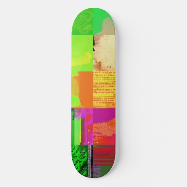 Bus 1521 Abstract Glitch Art Cyberpunk Grid  Skateboard (Front)