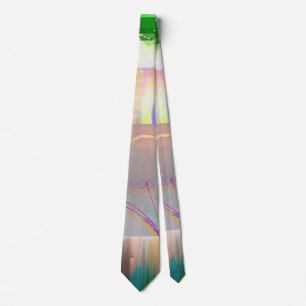 Bus 1521 Abstract Glitch Art Cyberpunk Grid  Tie