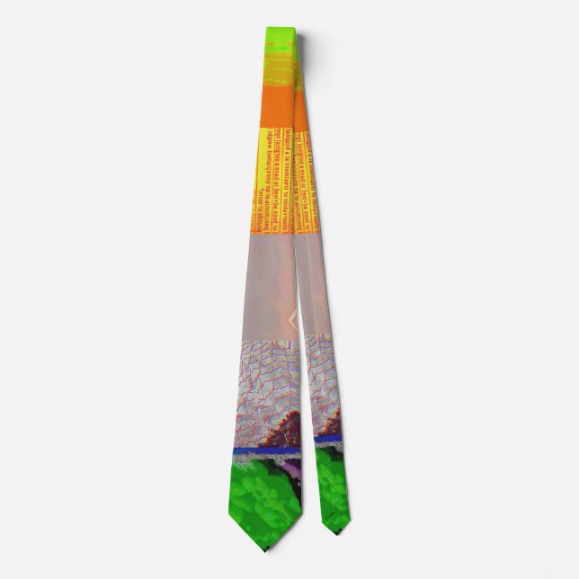 Bus 1521 Abstract Glitch Art Cyberpunk Grid  Tie (Front)