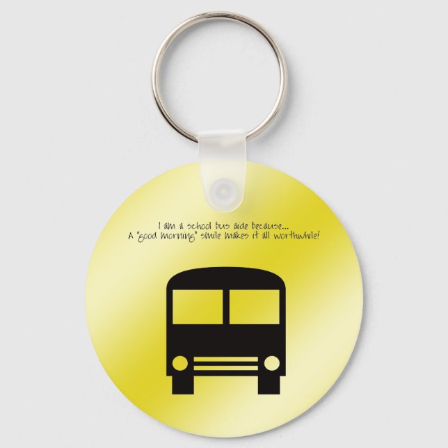 Bus Aide A Good Morning Smile Black Bus Key Ring (Front)