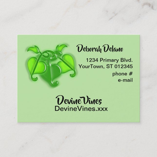 Bus. card - 3-D Vine Leaves (Front)