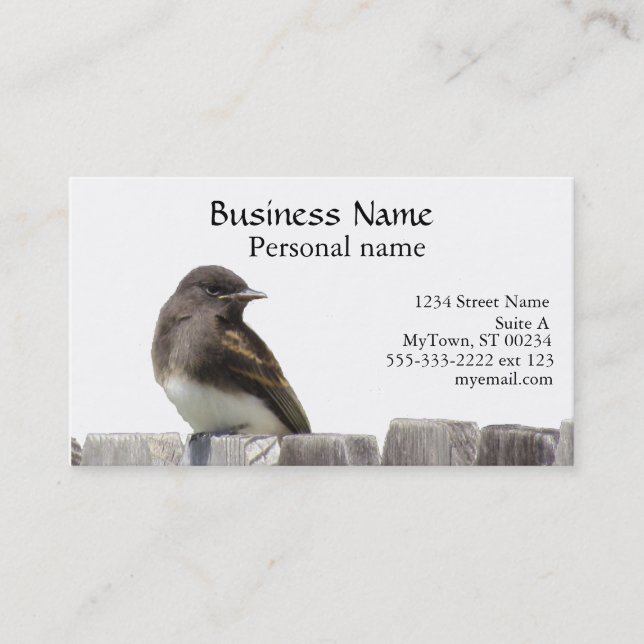 Bus. Card - Bird on Fence (Front)