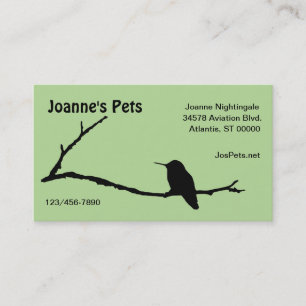 Bus. Card - Hummingbird on Branch