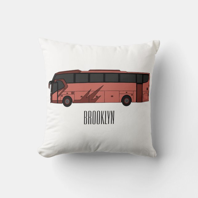 Bus cartoon illustration cushion (Front)