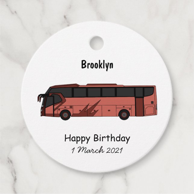 Bus cartoon illustration favour tags (Front)