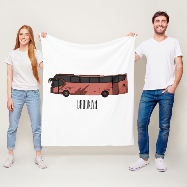 Bus cartoon illustration fleece blanket (In Situ)