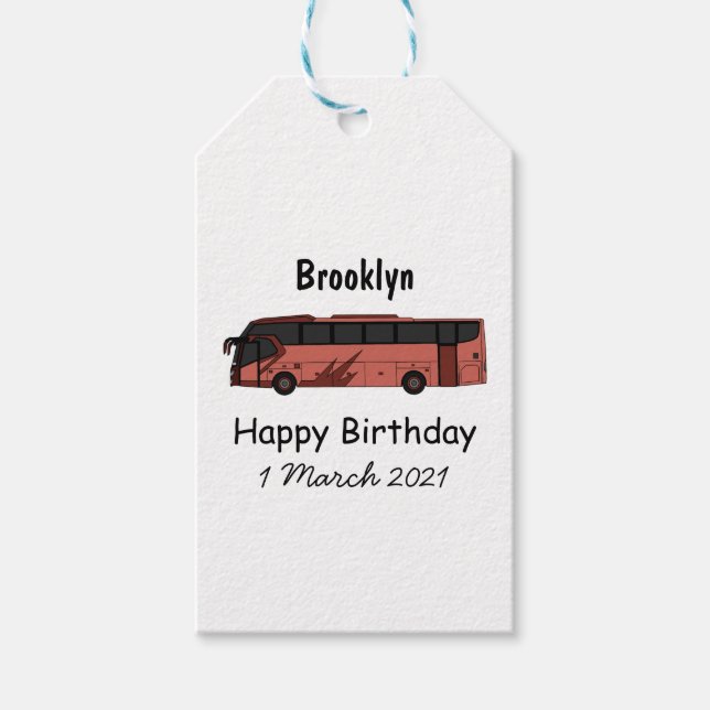 Bus cartoon illustration gift tags (Front)