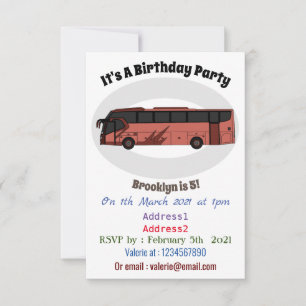 Bus cartoon illustration invitation