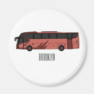 Bus cartoon illustration magnet