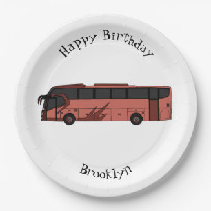 Bus cartoon illustration paper plate