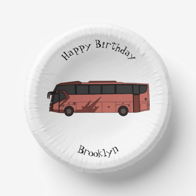Bus cartoon illustration paper plate (Front)