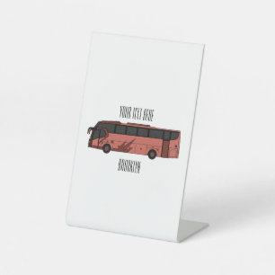 Bus cartoon illustration pedestal sign