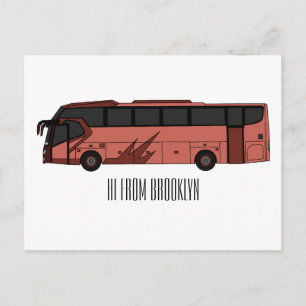 Bus cartoon illustration postcard