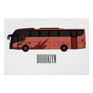 Bus cartoon illustration poster