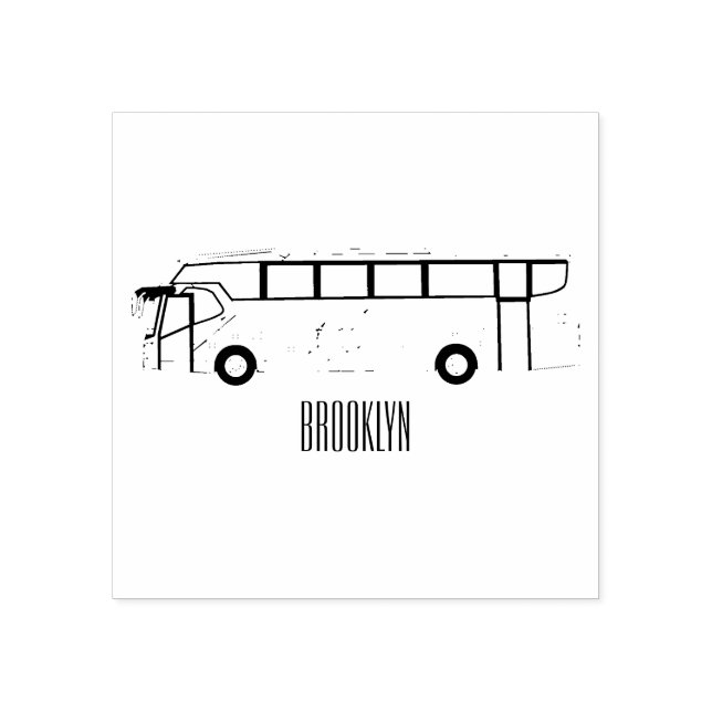 Bus cartoon illustration rubber stamp (Imprint)