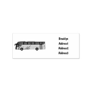 Bus cartoon illustration rubber stamp