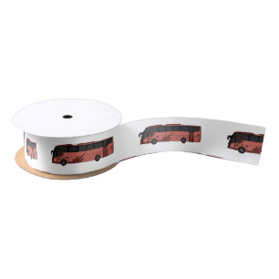 Bus cartoon illustration satin ribbon