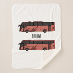 Bus cartoon illustration sherpa blanket