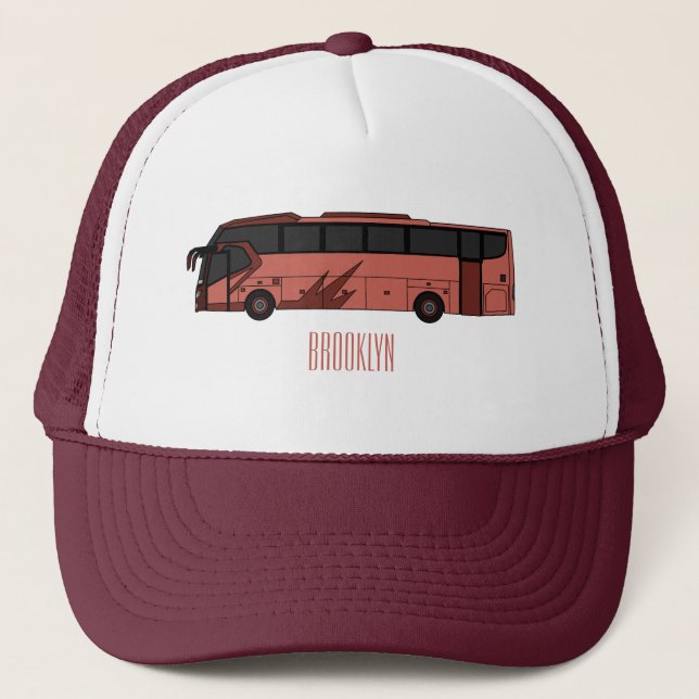 Bus cartoon illustration trucker hat (Front)