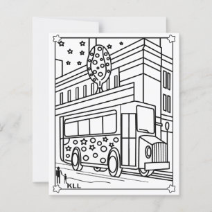 Bus colouring pages kids